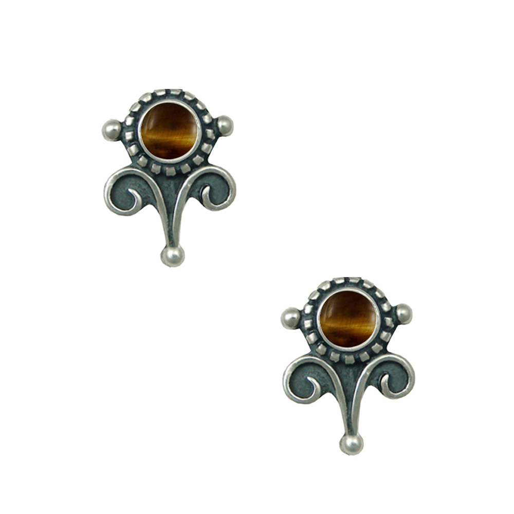 Sterling Silver Petite Tiger Eye Post Stud Earrings